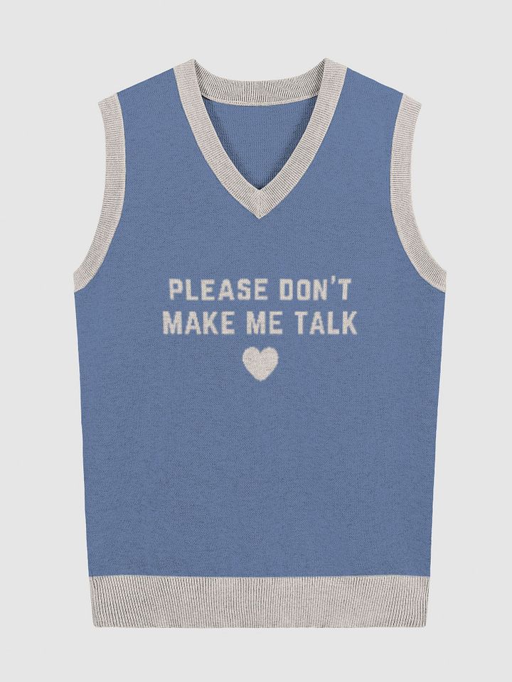 PLEASE DON'T MAKE ME TALK (blue and taupe) knitwear vest product image (1)