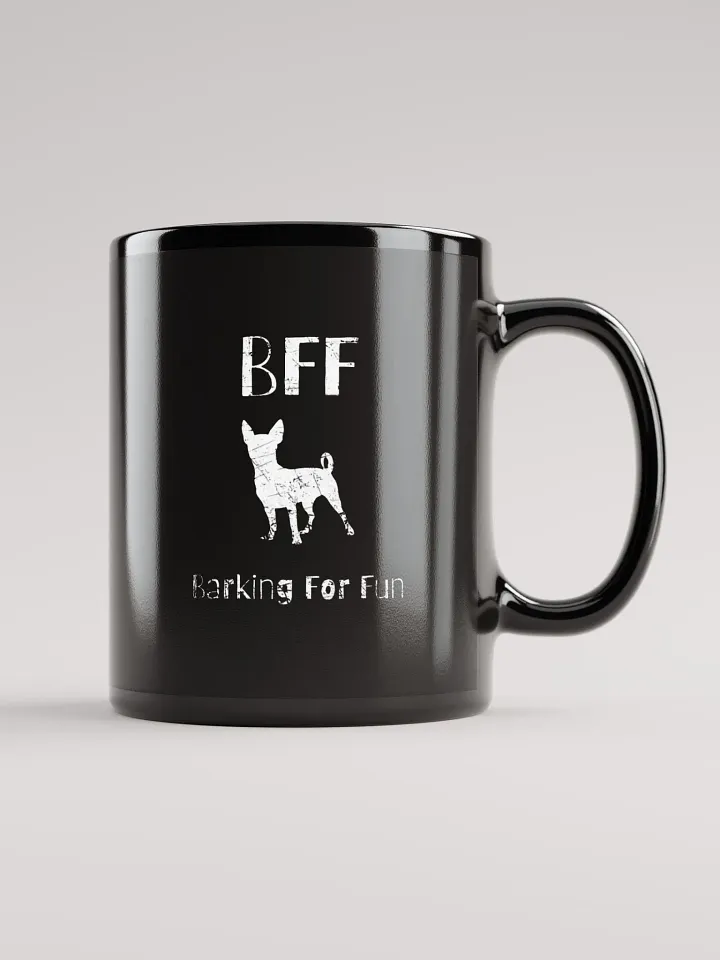 Chihuahua BFF Barking for fun, funny pun, cute joke, noisy dog, ambidextrous left-handed right-handed tea coffee mug product image (1)