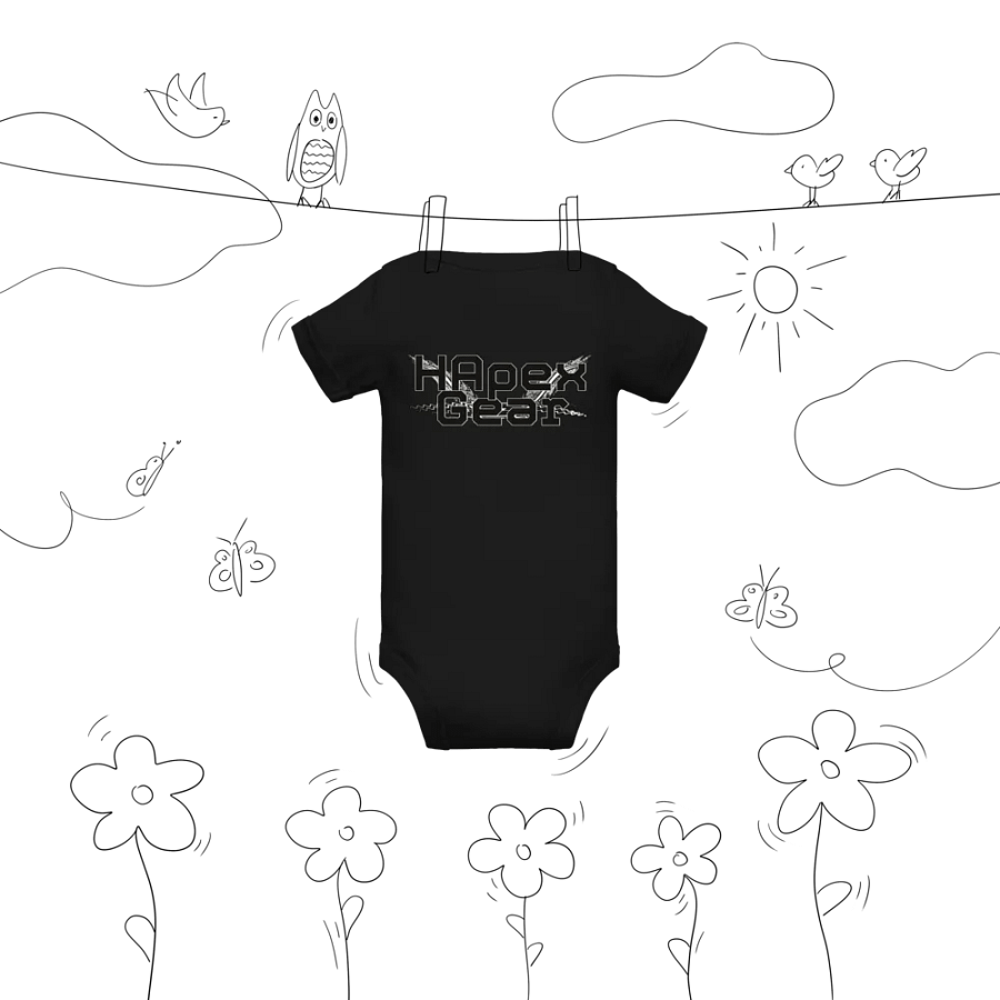 Baby Short Sleeve One Piece - Embroidered - Black HApex Gear White Logo product image (11)