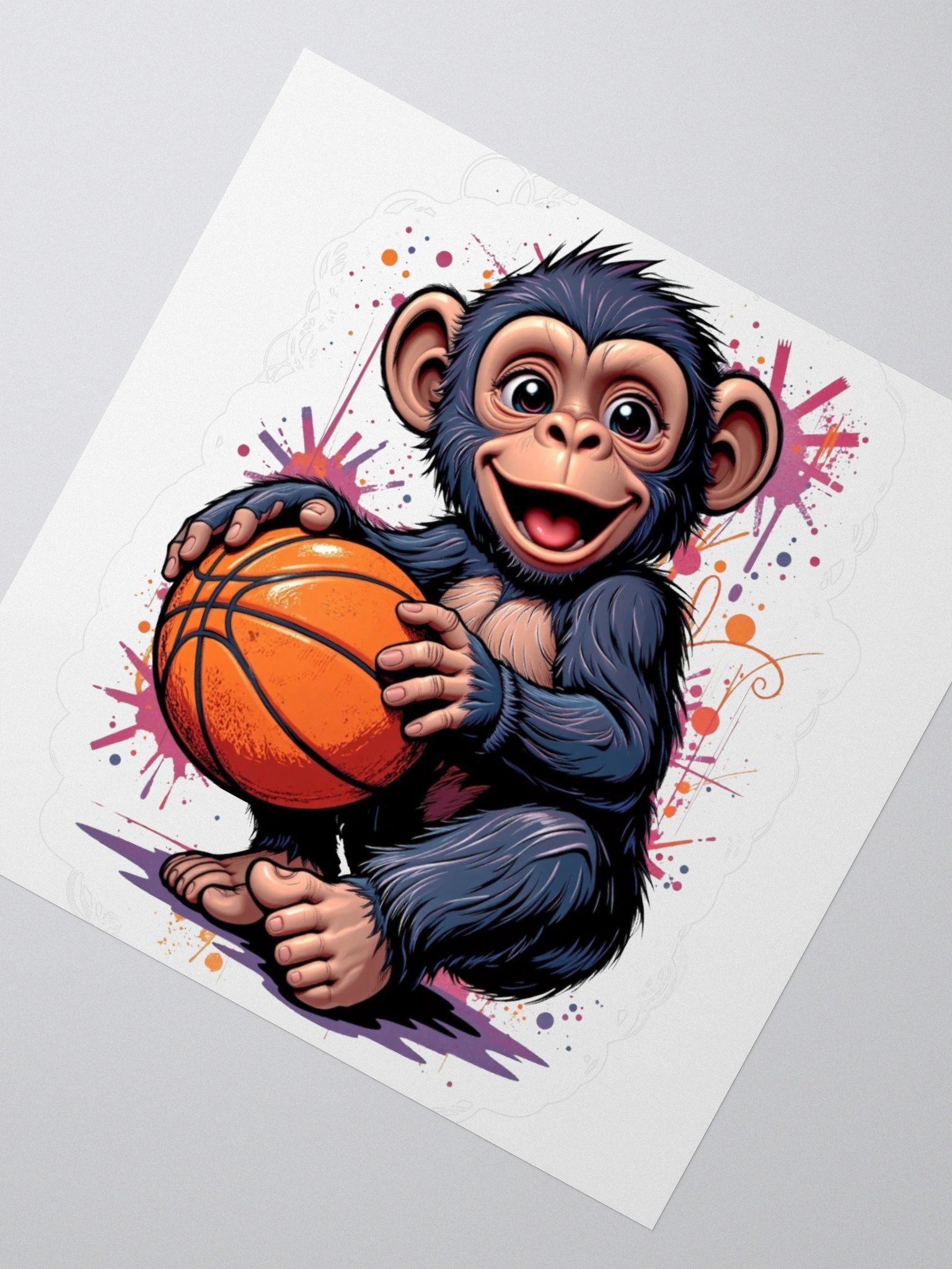 Playful Monkey Basketball Kiss Cut Stickers product image (6)