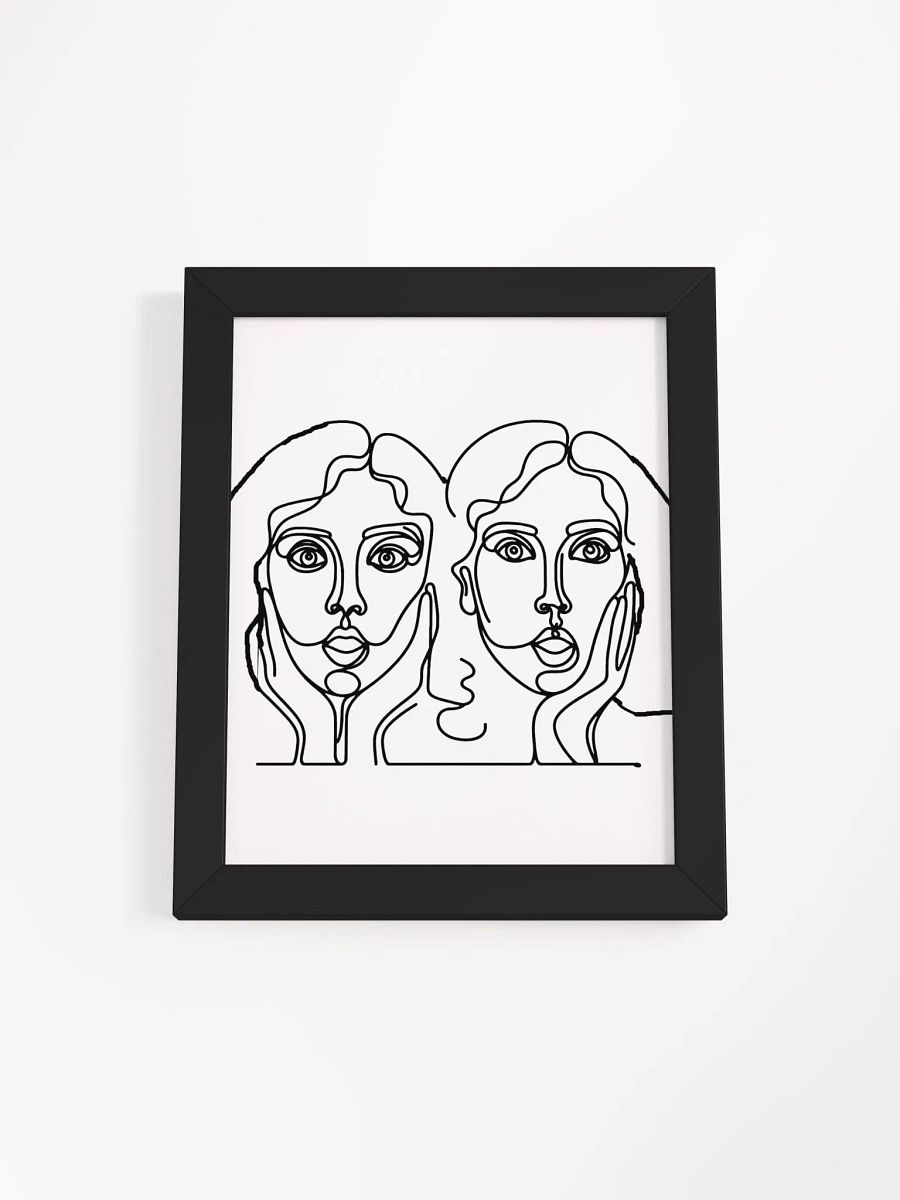 Shocked Women Expression Line Art Wood Framed Matte Poster product image (6)