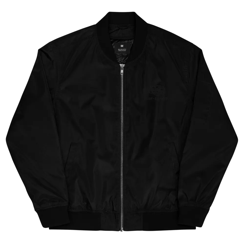 BUSY-BRAINED (monochrome black) premium recycled bomber jacket product image (1)