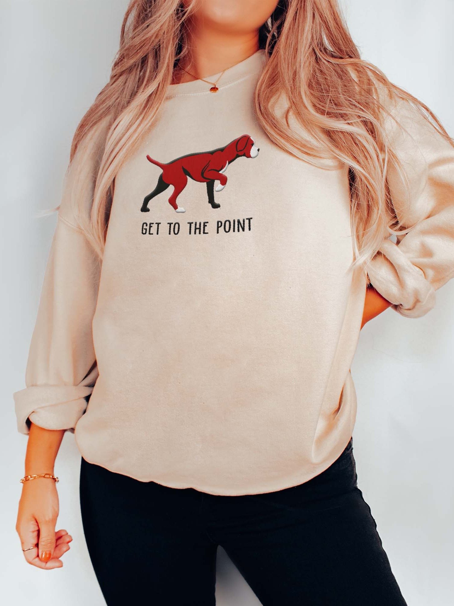 Get to the Point Sweatshirt (Embroidered) of a Portuguese Pointer(Brown) product image (2)