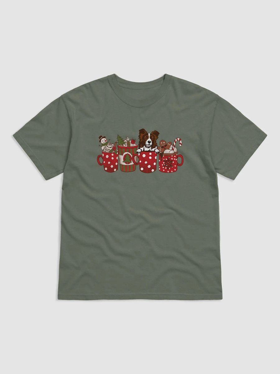 Cute Border Collie(Brown) in a Christmas Cup T-Shirt | Funny Christmas Pup in a Cup product image (19)