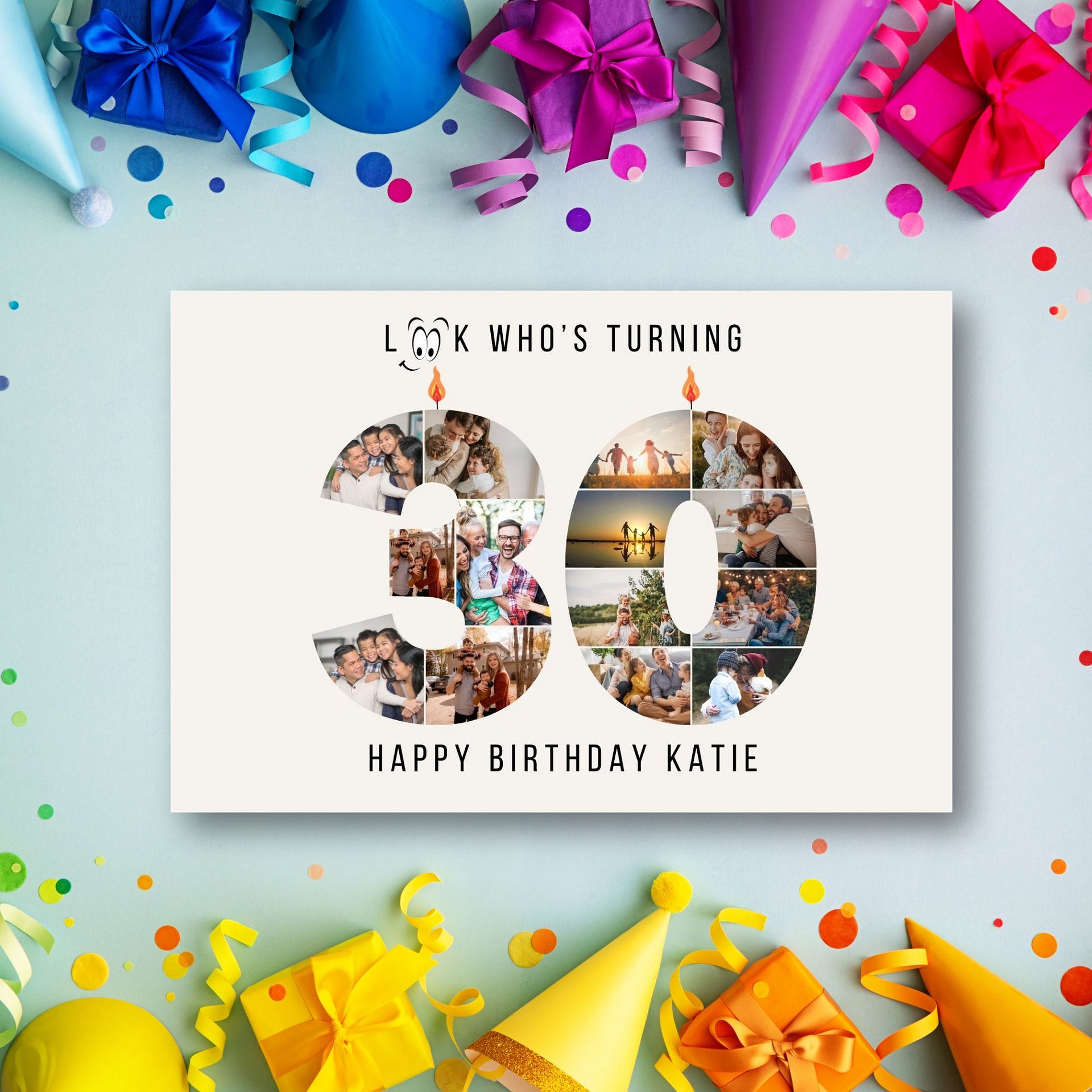 30th Birthday Number Photo Card Canva Template product image (3)