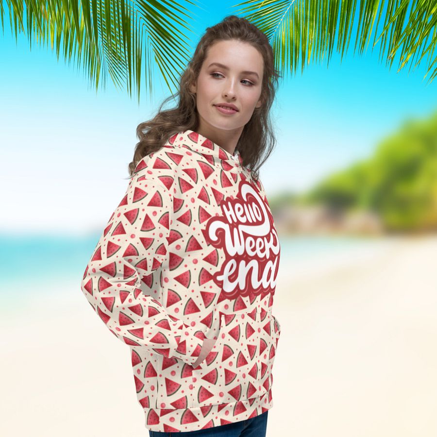 Hello Weekend Watermelon All Over Print Hoodie product image (4)