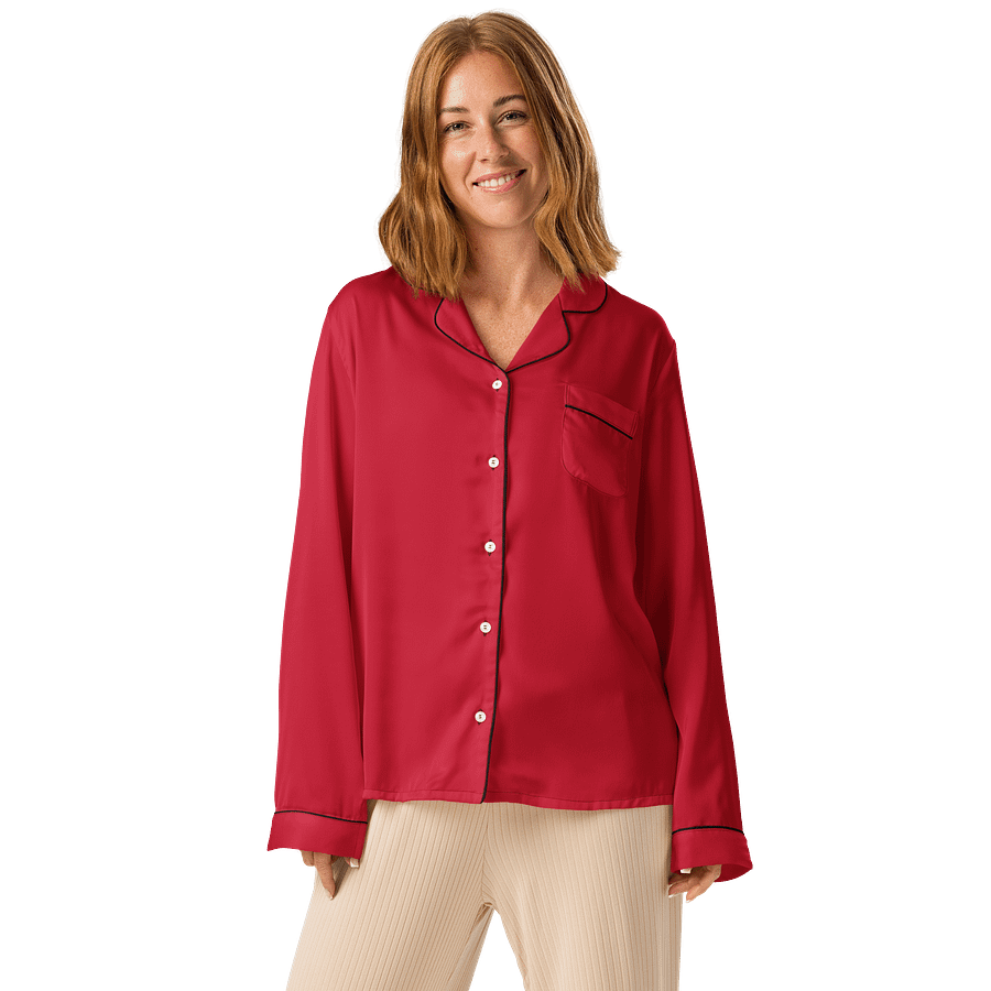 Midnight Veil Designs All-Over Print Women's Long Sleeve Pyjama Top - Red product image (1)