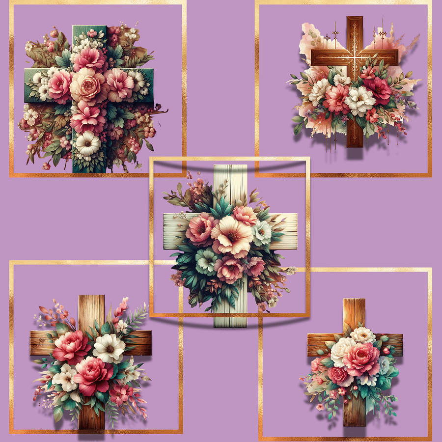 Watercolor Floral Cross product image (3)