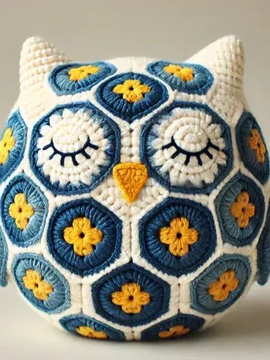 Eule afrikanische blumen häkelanteitung product image (1)