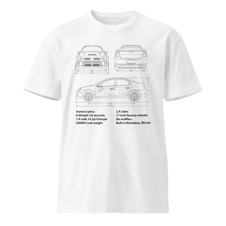 Neon SRT4 Blueprint on white shirt product image (1)