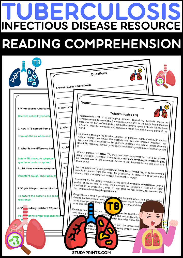 Tuberculosis Reading Passage with Comprehension Questions product image (1)