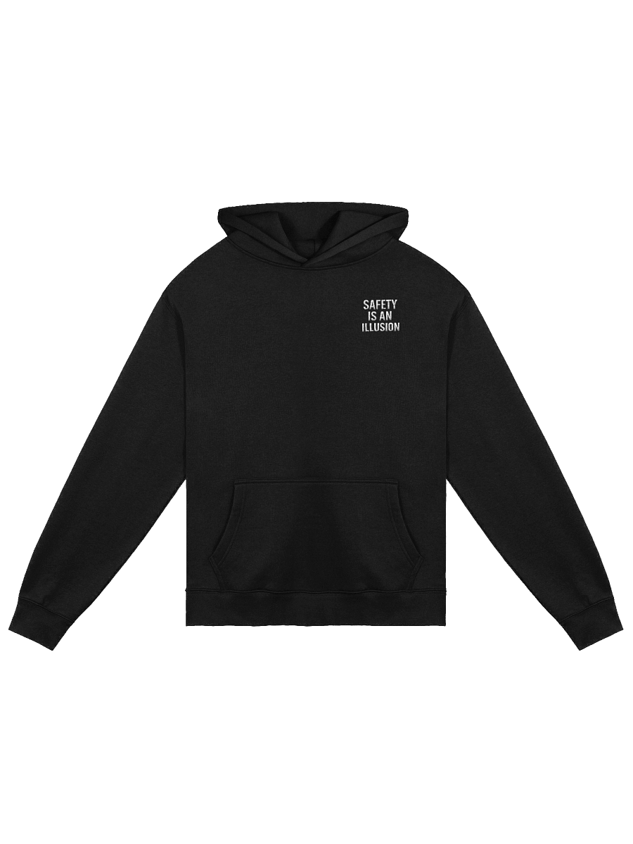 Safety is an Illusion embroidered black hoodie product image (1)