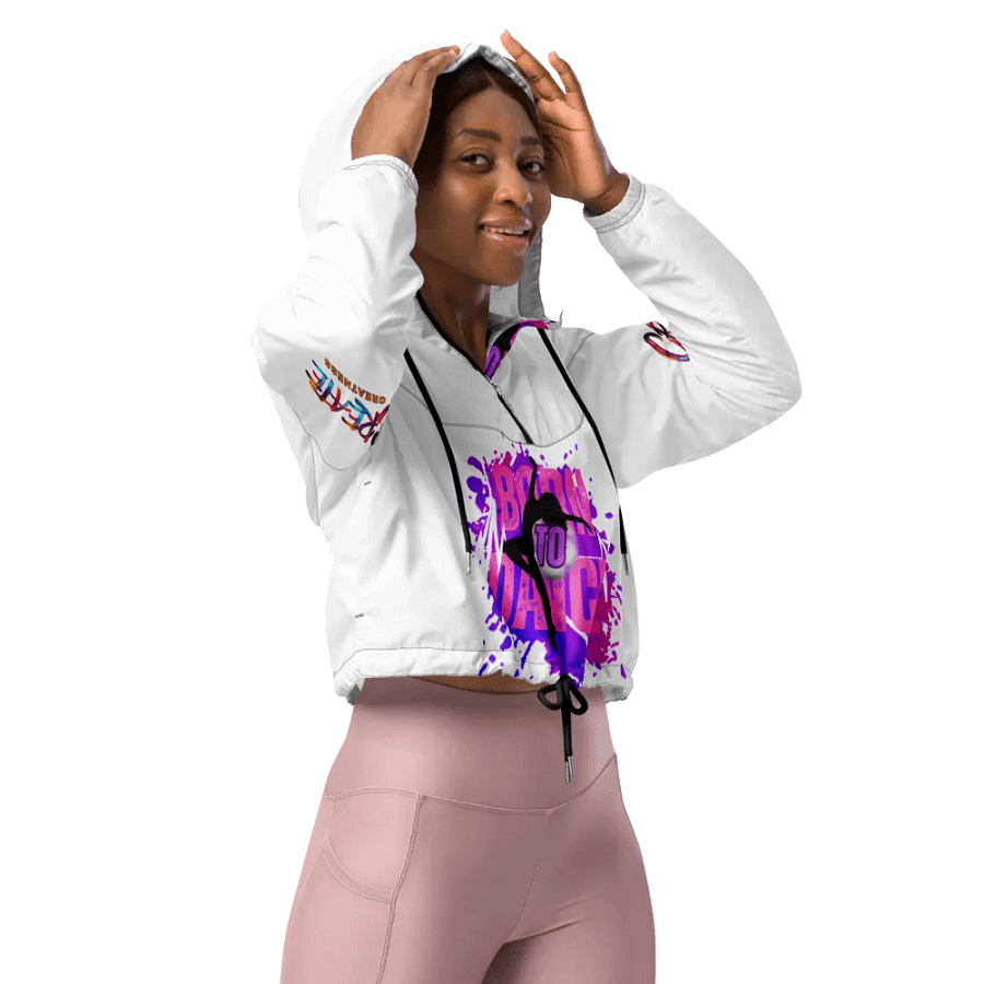 Born to Dance Her Silhouette Dynamic Dance Vibes Cropped Windbreaker product image (9)