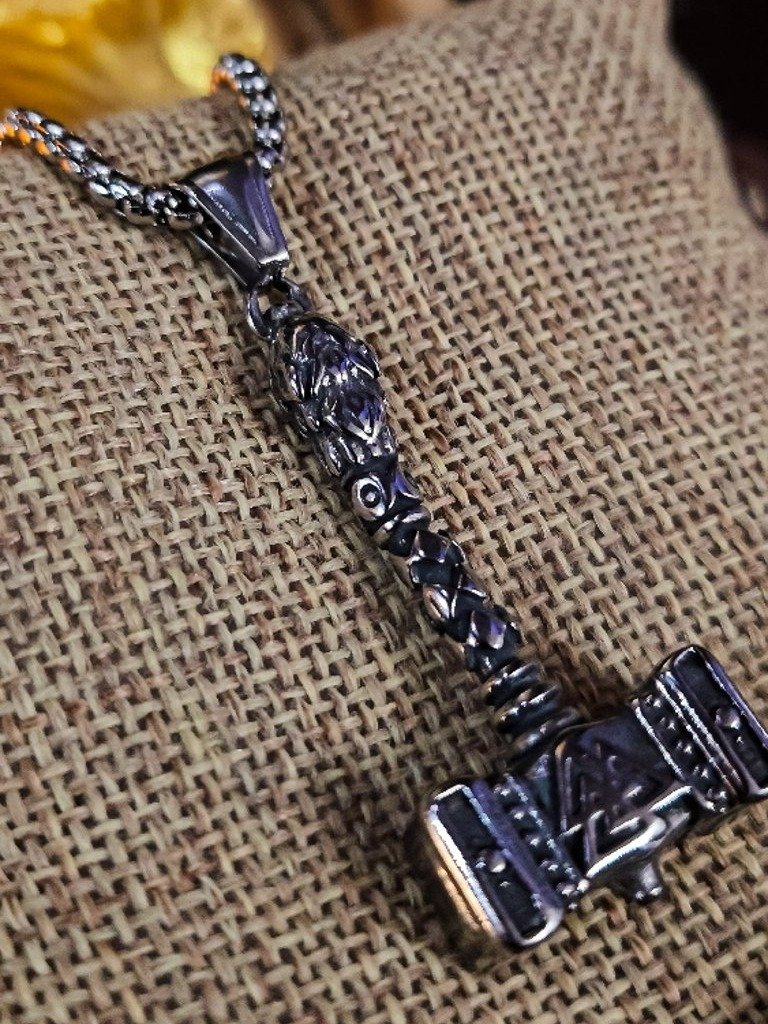 The Armored Kingdom Hammer of the Armored Realm Necklace-Stainless Steel Pendant-24 inch chain product image (5)
