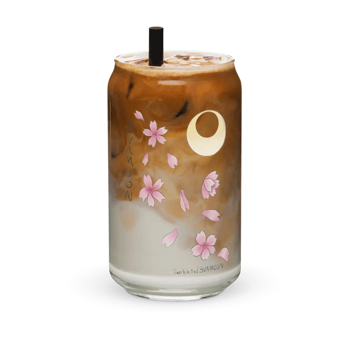 Sakura Moon 16 oz Glass with or without lid/straw product image (1)
