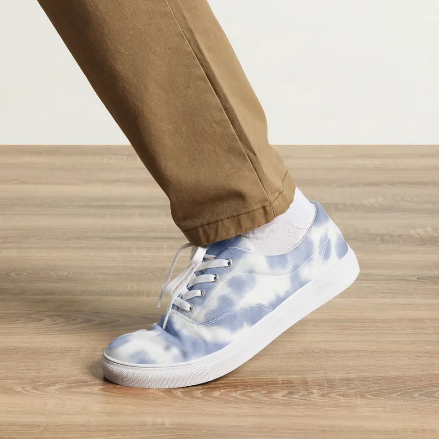 Ripple Blue Tie-Dye Men's Lace-Up Canvas Shoes product image (1)