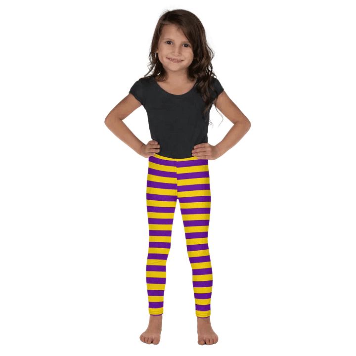 Striped Purple and Yellow Kids Leggings product image (2)