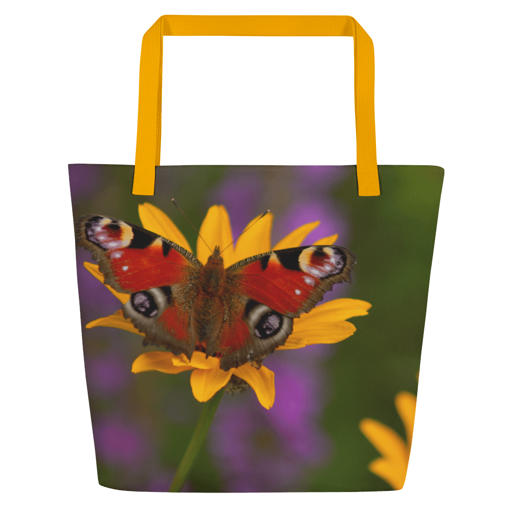 Große Tragetasche - Schmetterling auf gelber Blüte product image (2)