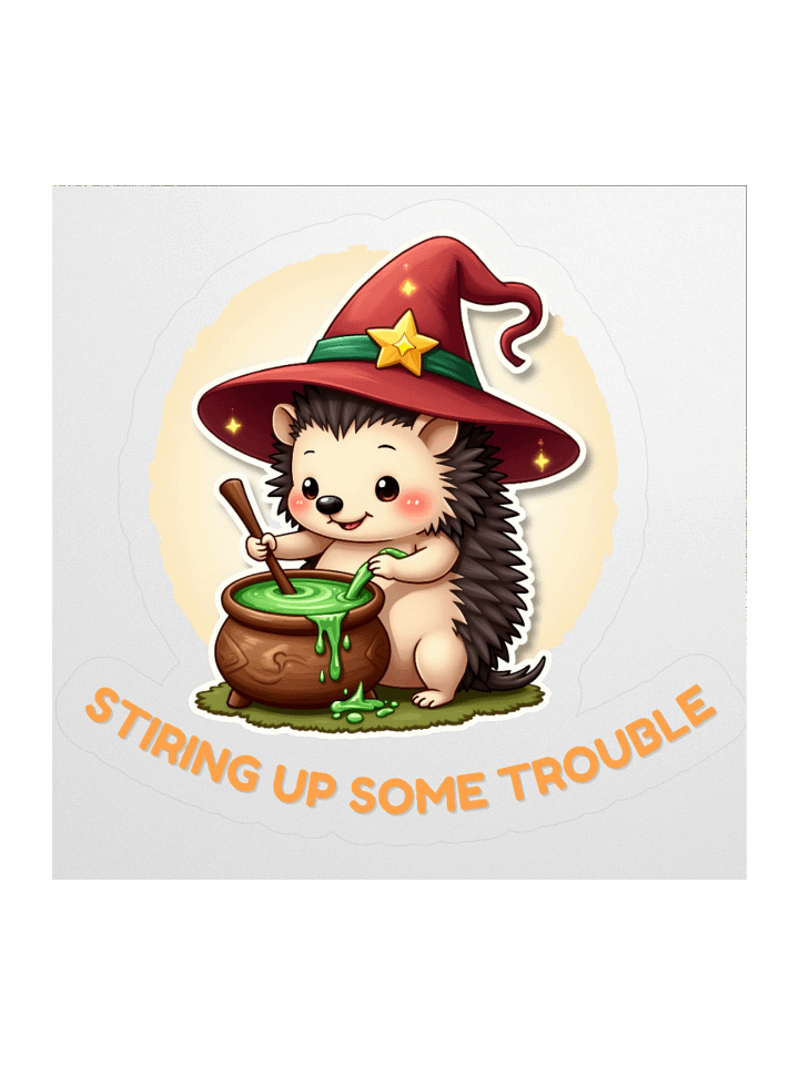Stirring Up Some Trouble – Cute Hedgehog Sticker product image (1)