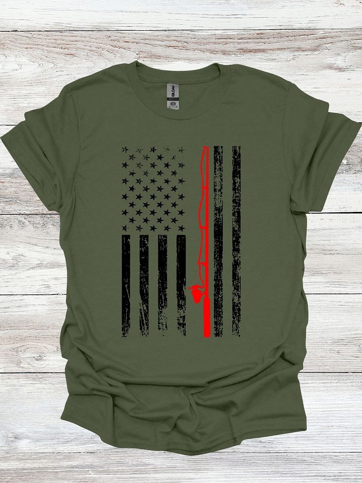 American Flag Fishing Pole T-Shirt product image (1)