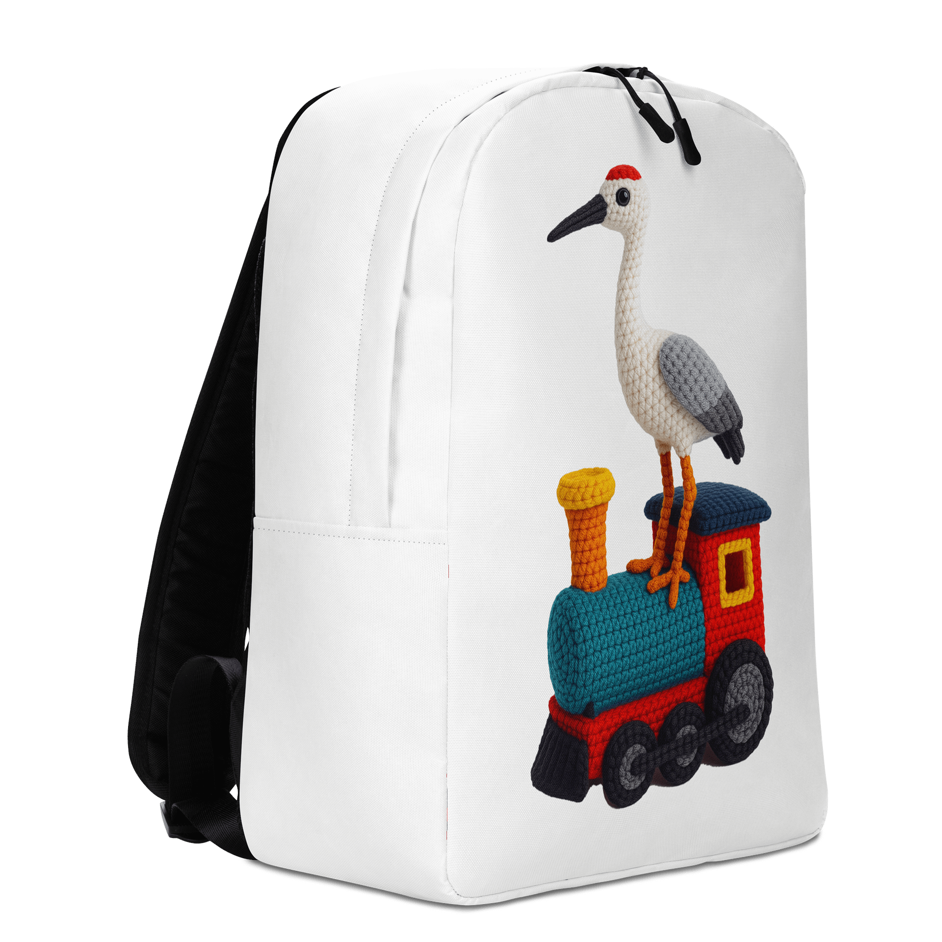 Crane on a Train Backpack: Whimsical Handcrafted Crochet Art product image (7)