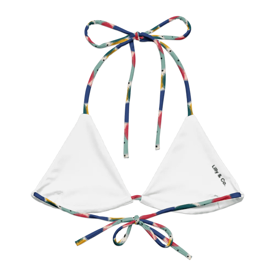 Color Pop String Bikini Padded Top – Retro Dots product image (1)