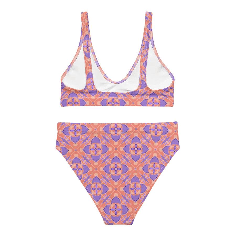 Pastel Orange and Mauve Pattern High Waisted Bikini product image (2)