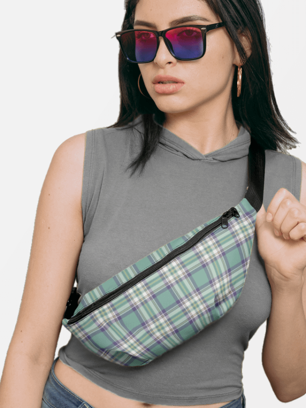 Light Green, Purple, and Yellow Plaid Fanny Pack product image (1)