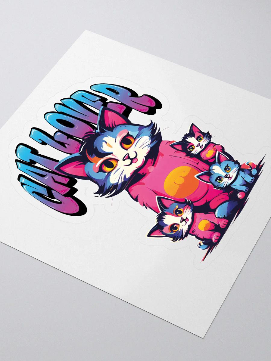 Cat Lover Kiss Cut Stickers - Cute and Colorful Design Featuring Mom Cat and Kittens - Perfect Gift for Cat Lovers product image (3)