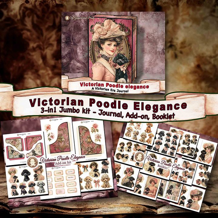 Victorian Poodle Elegance Journal 3-in-one Jumbo Collection Digital Download product image (1)
