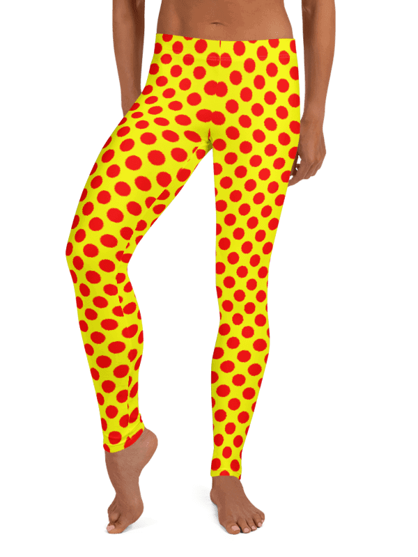 Red Polka Dots on Yellow Leggings product image (1)