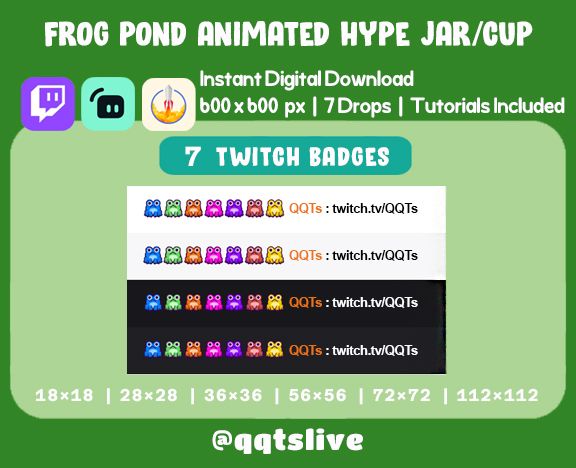 ANIMATED FROG POND Hype Jar - Stream Tip Cup + Sub Badges / Jar - 2 Layers - 7 Bit Options - Set Up Tutorial Included product image (2)