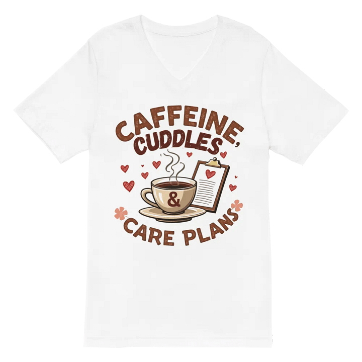Caffeine, Cuddles, & Care Plans V-Neck Tee product image (2)