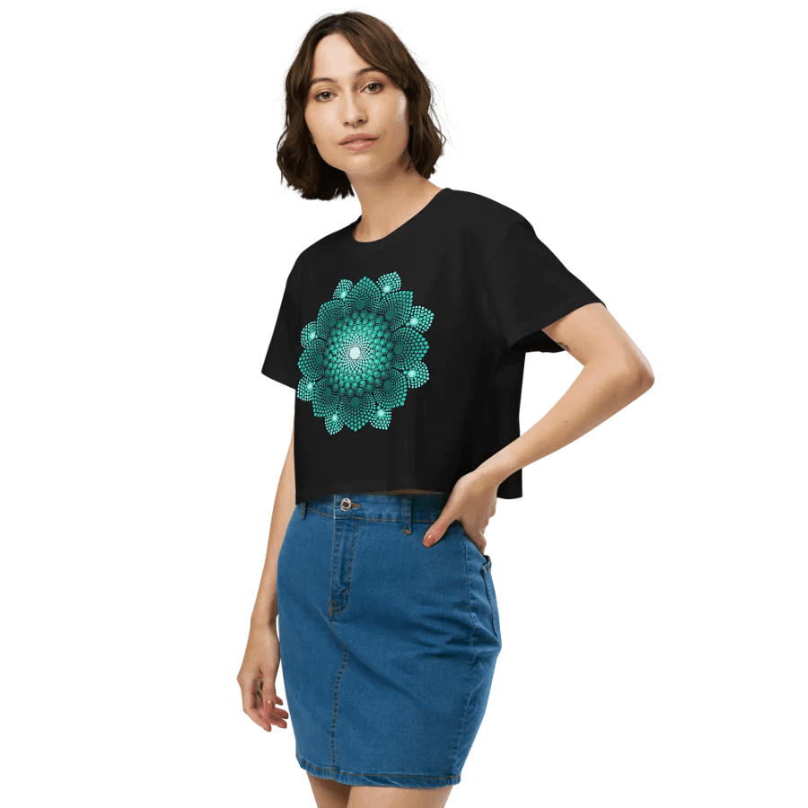 Turquoise Dot Mandala Women's Crop Top product image (3)