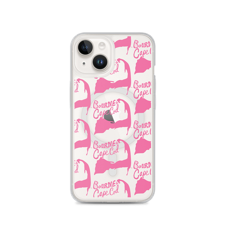 BOURNE to Cape Cod™ | MagSafe® Clear iPhone® Case | Coastal Cool Protection & Style | Brilliant Rose | Repeat Logo product image (1)