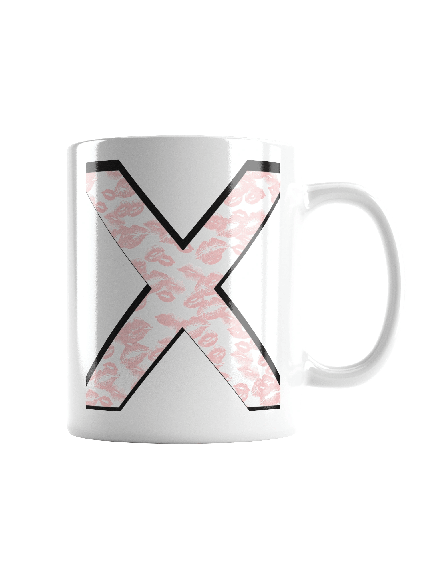 White X Pink Lipstick Kisses | Glossy White Mug product image (1)