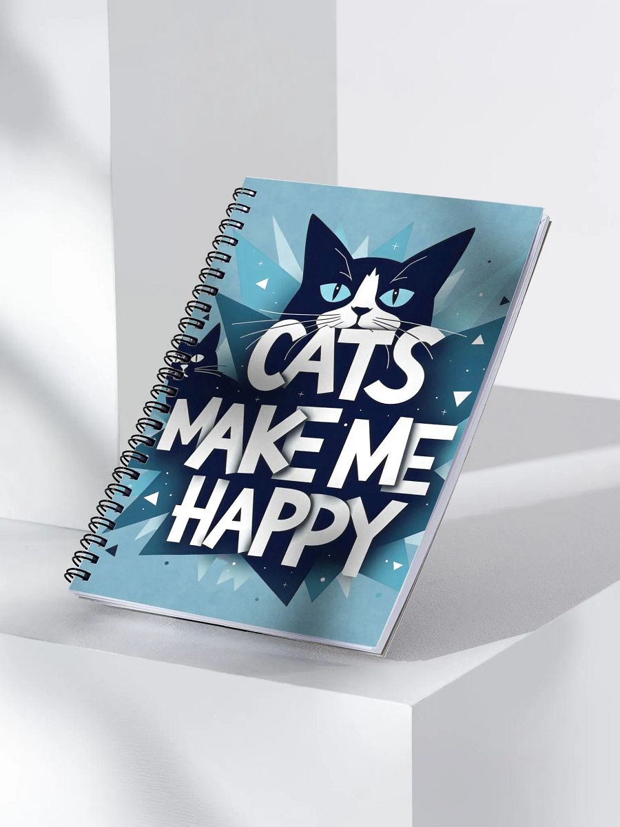 Geometric Cat Happiness Spiral Notebook product image (3)