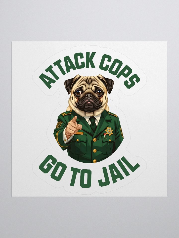 "Attack Cops Go to Jail" stickers - green ink product image (1)
