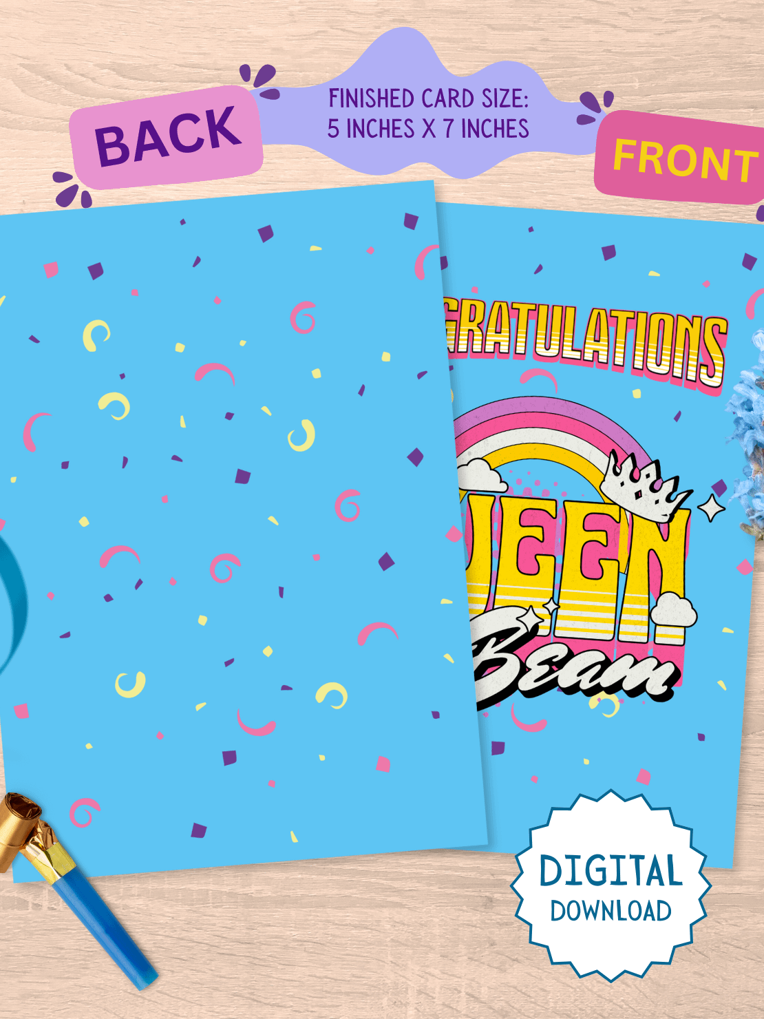 Congratulations Queen of Beam Card (Digital download) product image (2)