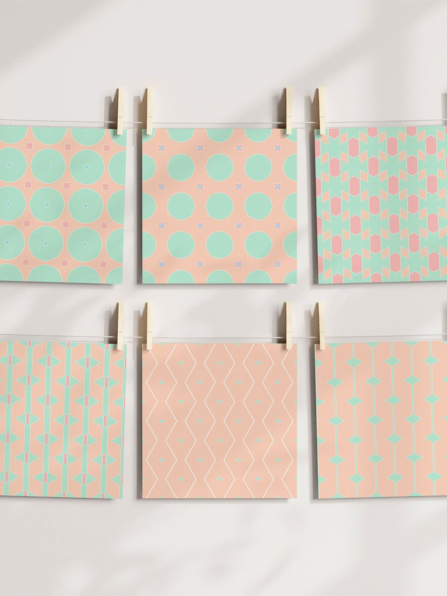 Abstract Pastels Pattern Pack 1 - Mint and Peach product image (4)