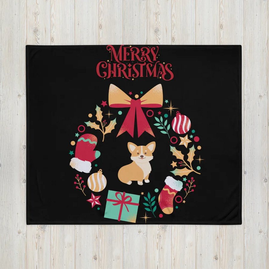 Merry Christmas Corgi Throw Blanket product image (4)