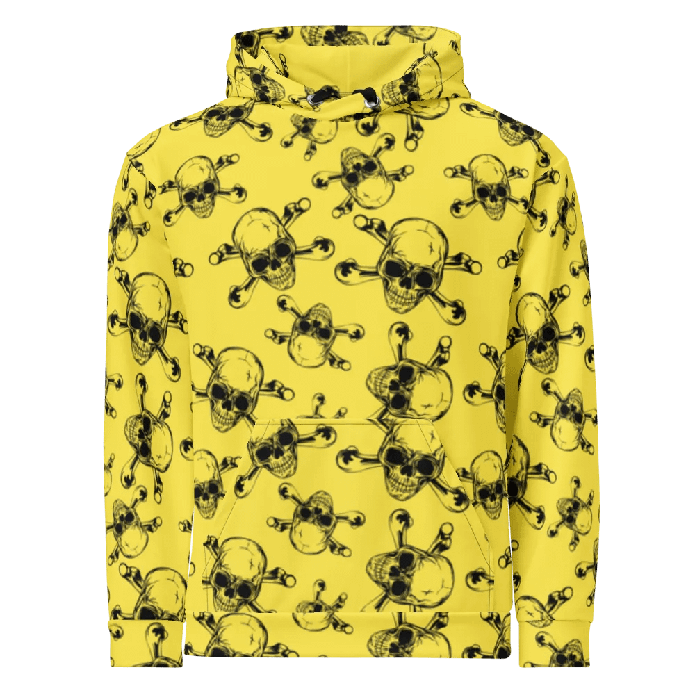 Skull & Bones - Yellow - All-Over Print Recycled Unisex Hoodie product image (2)