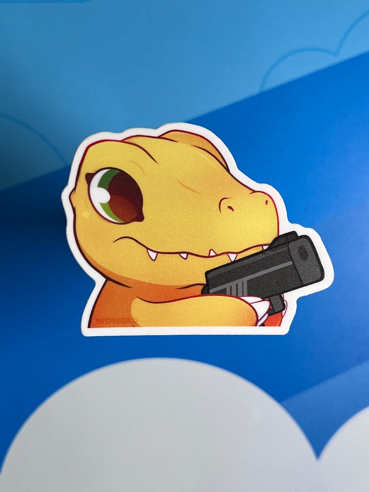 Agumon w/ gun - Baby Peeker - Sticker product image (1)