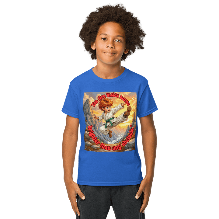Flaming Kick – Green Belt Boy with Fiery Determination product image (1)