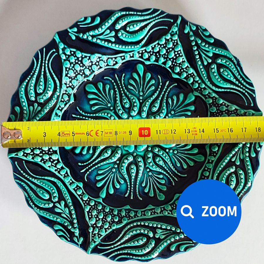 Ceramic turquoise plate, turquoise/green/emerald — handmade pottery product image (7)