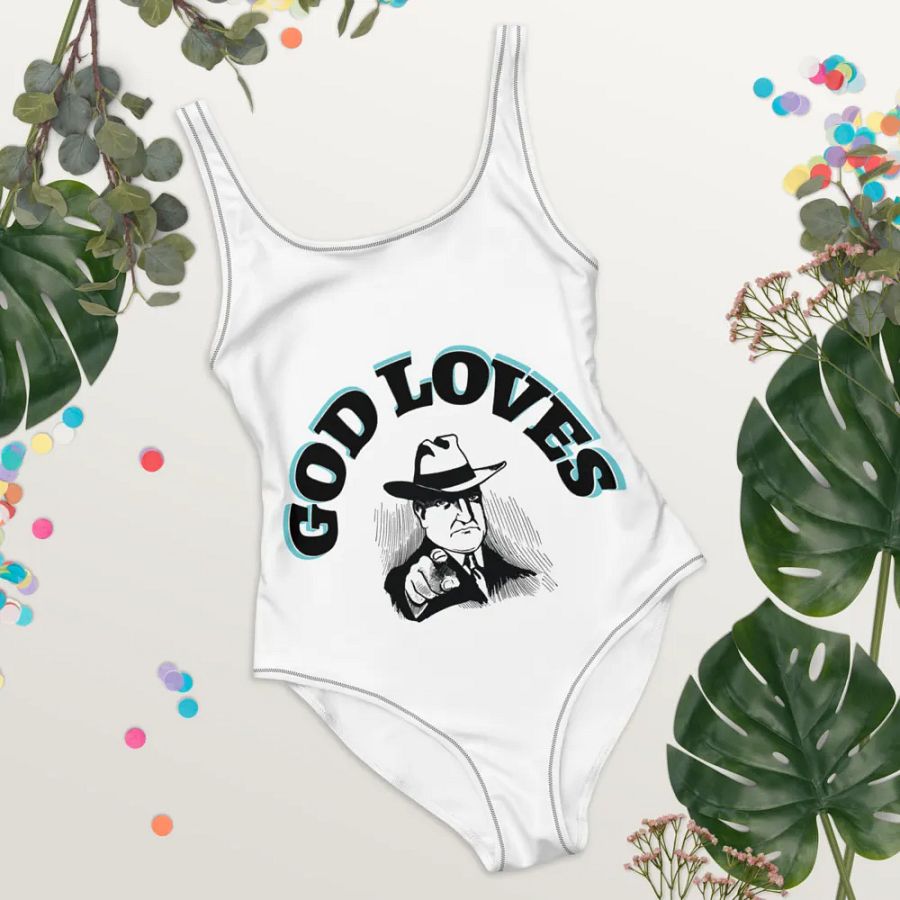 GOD LOVES YOU. Customizable Cheeky Fit Swimsuit product image (4)