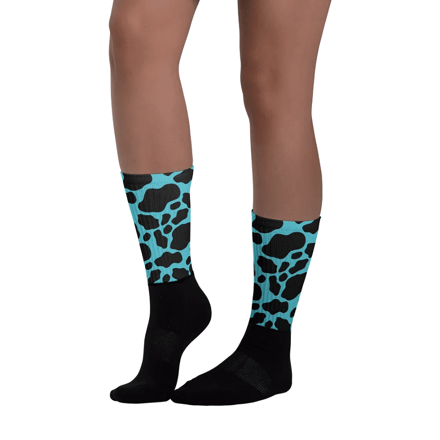 Cow Print Socks - Black & Blue product image (4)