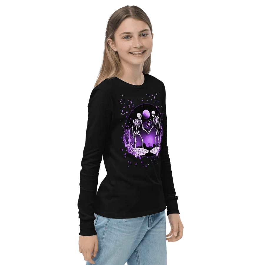 Cosmic Love Skeletons Kids Long Sleeve Tee product image (10)