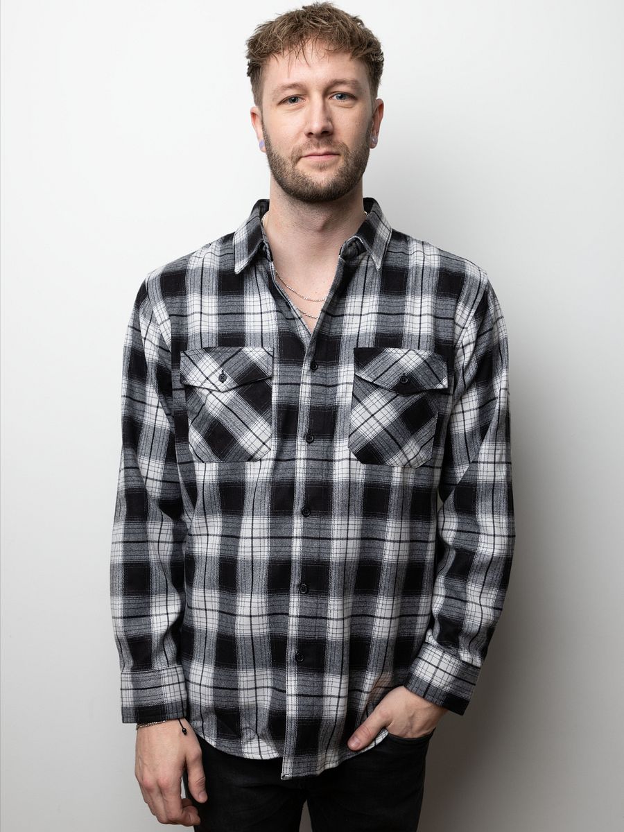 Flannel Button Up - White/Black product image (3)