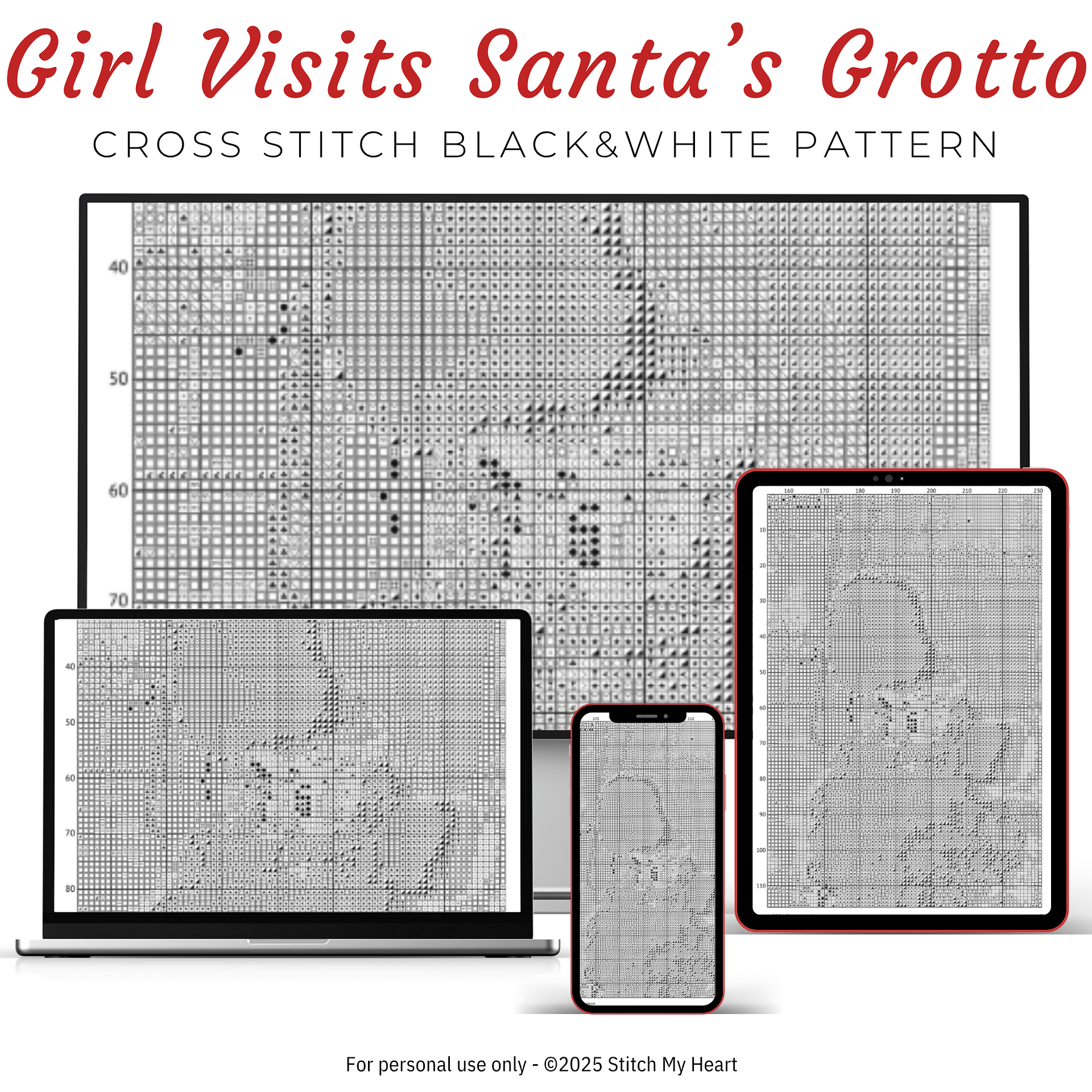 Girl Visits Santa's Grotto Cross Stitch Pattern product image (4)